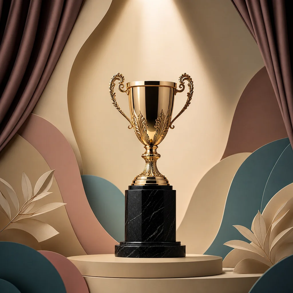 Paper-cut shield and award badge for trusted casino